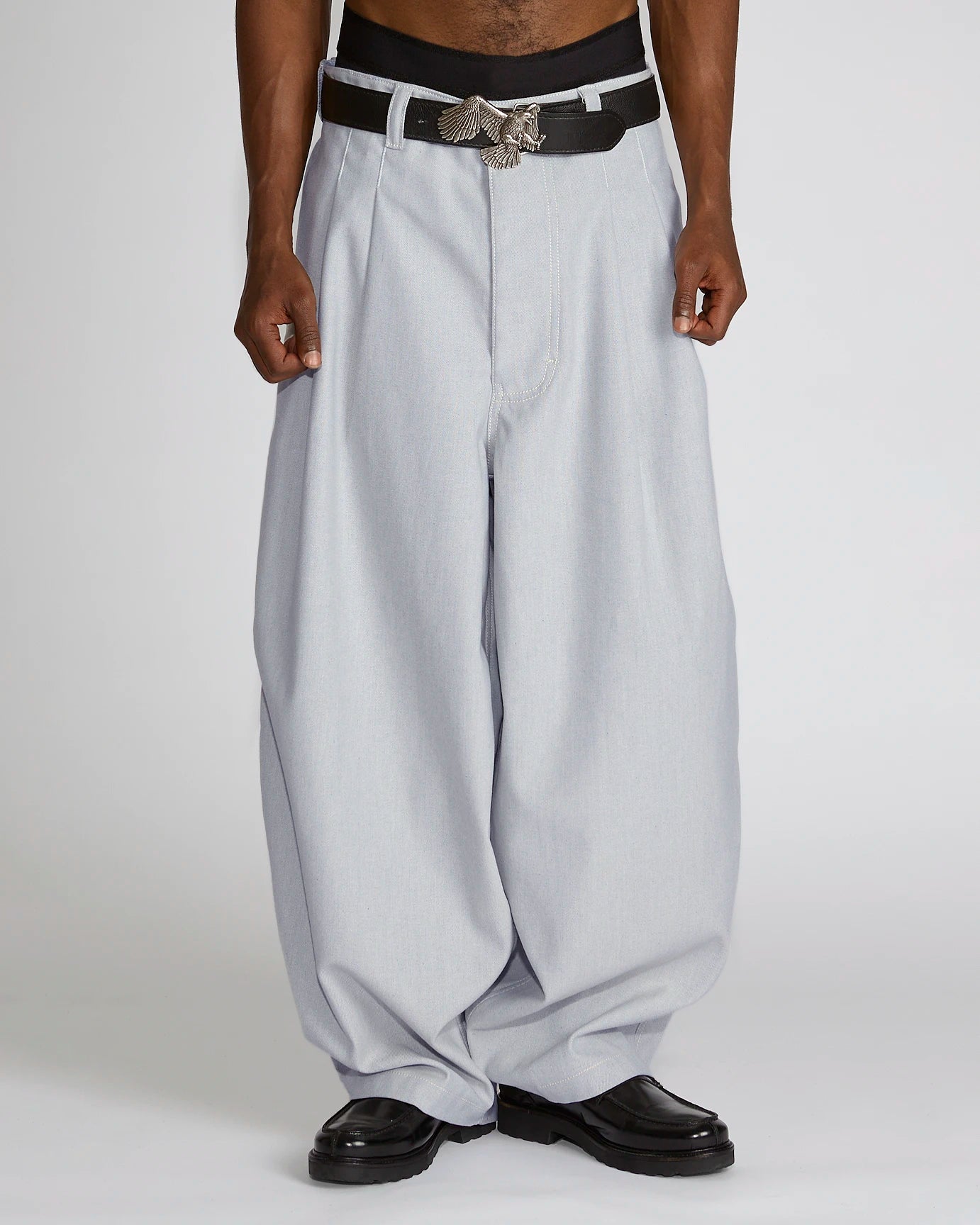 LaFrance Light Blue Double Pleated Denim